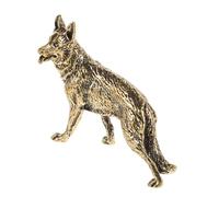 HANABASS Brass Wolf Dog Figurine Miniature Feng Shui Statue Decorative Collectible for Home Desk Shelf Vintage Style Small Dog Sculpture with Fine Craftsmanship and Brass Material