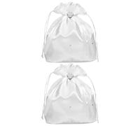 HANABASS Bride Purse Lightweight and Sparkling Rhinestone Embellishments 2pcs Satin with Heart Shaped Design Drawstring Bridal Money Bag for Wedding Day for Western Weddings