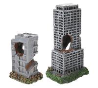 HANABASS Castle Ruins with Realistic Antique City Building Cave Shape 2pcs Resin Aquarium Decoration Resistant to Buildup Fish Tank Hideout Ornament for Aquarium Landscape