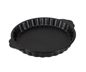 HANABASS Ceramic Baking Tray with Handles for Kitchen Bakeware, Black Food Baking Dish Made of Sturdy Ceramics, Simple Stylish Design to Avoid Burns and Protect Your Safety, for Oven
