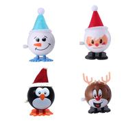 HANABASS Christmas Wind Up Set Elk Snowman Penguin Clockwork for Boys Smooth Material Funny Holiday Decorations Red White Blue Colors