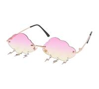 HANABASS Cloud Shaped Frameless Sunglasses Party Glasses Design, Gold Frame Purple Yellow Lenses, Fun Photo Prop for Festival and Costume Use