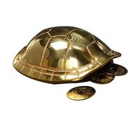 HANABASS Copper Turtle Shell Fortune-telling Prop with Three Chinese Feng Shui Coins Vintage Style Divination Tool for Home Decor and Buddhist Games Compact and Solid Copper Material