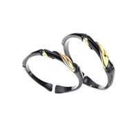 HANABASS Couple Ring Set Open Finger Rings Black Bamboo Design Gold Leaf Adjustable Decorative Jewelry Valentine’S Day