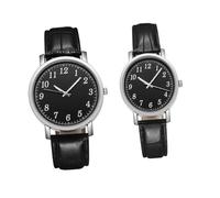 HANABASS Couple Wristwatch Set, Leather Strap Quartz Watches for Men and Women, Black Dial Adjustable Fashion Watches for His and Her Daily Wear
