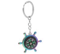 HANABASS Creative Detailing Metal Compass with Rudder Wheel Keychain Shape Fine Stylish Silver Hanging Keychain Charm and Corporate Events and Outdoor Activities