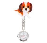 HANABASS Cute Little Dog Nurse Pocket Watch with Security Clip Accurate Movement Large Arabic Numerals Plastic Shell Practical Hanging Chest Watch for Medical Staff and Students