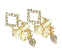 HANABASS Dangle Leaf Earrings for Women Hollow Leaf Pendant with Rhinestones Statement Drop Jewelry Fashion Accessory for Parties Weddings Daily Wear Gift for Her