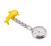 HANABASS Digital Zinc Alloy Pocket Watch for Nurses and Doctors with Mini Chest Clip, Yellow Dolphin Design, Medical Fob Watch for Hospital Use, Easy-to-Read Healthcare Timepiece