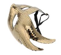 HANABASS Disco Glitter Cat Face Mask Half Mirror Metallic Masquerade Party Dance Covering for Women Men Halloween Carnival Birthday Ball