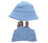 HANABASS Doll Clothes with Adjustable Suspenders Pants and Replaceable Blue Fisherman Hat Miniature Lovely Doll Hat for Creative Roleplay Decorative Accessories for DIY Craft