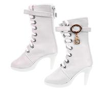 HANABASS Doll High Heel Boots Doll Shoes Miniature White Pointed Boots for Collectors and Toy Display