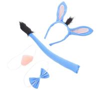 HANABASS Donkey Costume Accessory with Ears Headband Elastic Nose Tail Bow Tie for Adults Animal Cosplay Outfit for Halloween Parties Christmas Easter Year's Eve