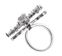 HANABASS Double Layer Snowflake Ring Open Ring Stylish Zircon Copper Daily Dress Decoration Women Girls Daily Wear Accessory