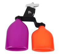 HANABASS Double Mounted Cowbell with Adjustable Angle for Drum Kit, Metal and Plastic Construction Producing Sound, Two-color Percussion Bell Suitable for Educational and Musical Use