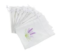 HANABASS Drawstring Sachet Bags Lavender Scented Cotton Cloth Sachet Bags White 20pcs with Elegant Embroidered Design, Small 10x14cm for Home and Office Storage, Wedding Favour and Party