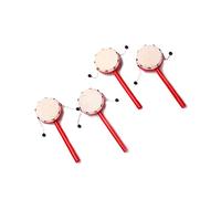 HANABASS Drum Traditional Chinese for Babies 7cm Sheepskin Drumhead with Red Wooden Handle Early Educational Musical Instrument Set 2pcs for Infant Sensory Development