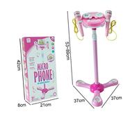 HANABASS Early Education Microphone for Lights and Music Double Singing Microphones for Boys and Creative Amplified Plaything Compatible with Mobile and Pink Battery