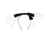 HANABASS Elegant French Style Velvet Bow Headband for Women Soft Velour Mesh Knotted Hair Hoop Vintage Black Bridal Headdress Sophisticated Hair Accessory for Parties and Formal Events
