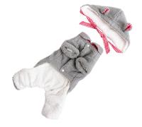 HANABASS Fleece Pet Winter Clothes with Hat, Grey Cotton-Padded One-Piece Dog Costume for Small to Medium Dogs, Warm Soft Four-Legged Outfit Suitable for Outdoor Cold Weather