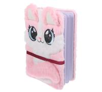 HANABASS Fluffy Plush Fox Notebook A5 Pink Cute Diary for Students Travel Notepad with Soft Cover Cartoon Fox Pattern Novelty Journal for Notes