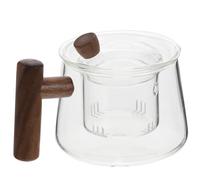 HANABASS Glass Teapot with Infuser 500ml for Blooming Loose Leaf Tea, Glass and Wood Handle Design, Comfortable Hand Feeling, for Everyday Use at Home
