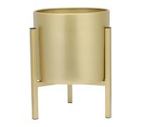 HANABASS Golden Metal Planter With Stand Plant Pot Indoor Floor Type Iron Shelf 30cm Tall Modern Indoor Round Planter For Outdoor Bed Room Balcony Patio, Antique Elegant