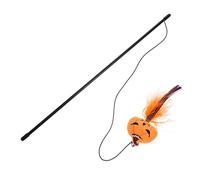 HANABASS Halloween Themed Cat Teasing Wand Cute Pumpkin Design Interactive Kitten Tease Stick Bright Pet for Indoor Cats for Chasing and Scratching Play