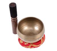 HANABASS Handcrafted Buddhist Sound Bowl for Meditation Coppery Complete Singing Bowl Set Holder and Mallet for Yoga and Mindfulness Practice Random Color