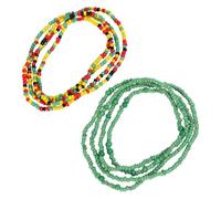 HANABASS Handmade Glass Bead Waist Chain Jewelry for Women Lightweight Belly Chain for Beach Party Travel Dance Green Bikini Waist Accessory Set