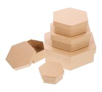 HANABASS Hexagon Kraft Paper Storage Boxes 5pcs Set with Lids DIY Painting Wrapping Boxes for Holiday Decoration and Jewelry Organizing