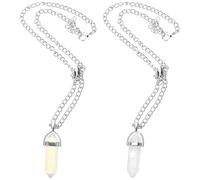 HANABASS Hexagonal Crystal Pendant Magnetic Couples Necklaces, Natural Stone Matching Necklaces for Lovers, 1 Pair Pink and Blue Magnetic Jewelry for Valentine’s Day