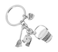 HANABASS Housekeeping Appreciation Keychain Thank You Keychain with Bucket Charm Broom and Work Gloves Pendant Cleaning Keyring Gift for Cleaners Domestic Workers Janitorial Staff