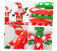 HANABASS Inflatable Christmas Ring Toss Game with Santa Claus Bright Color Rings and Manual Pump Interactive Family for Motor Skills Hand Eye Coordination and Holiday Party Fun Random Color