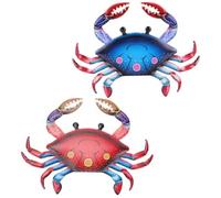 HANABASS Iron Crab and Gorgeous Seaside Style Wall Decor Lightweight 2pcs Hanging Decorations Beautiful Painting Colours for Fence and Garden Wall Outdoor Indoor Art