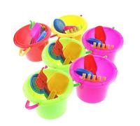 HANABASS Kid Beach Toy Set 4-Piece Small Sand Bucket and Spoon Playset for Boys and Girls Sturdy Plastic Water Toys for Outdoor Beach Fun Random Style