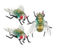 HANABASS ### Listing Title: Realistic Plastic Fly Figurine, 3pcs Green Simulated Insect Model, 2. 36” Large Bug Prop for Halloween Party, Home Decor, Educational Play