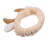 HANABASS Makeup Application Headband for Women Soft Flannel with Cattle Horn Shape for Spa and Bath Time Khaki Facial Hair Tidy Design