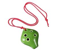 HANABASS Mini Green Ceramic 6-hole Alto C Ocarina with Necklace and Music Score, Small Portable Introductory Wind Instrument for Beginners and Travel