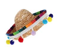 HANABASS Mini Mexican Sombrero Hats Small Handmade Straw Headbands with Ball Fringe for Birthday and Holiday Party Decorations Authentic Festive Craftsmanship for Mexican Themed