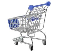 HANABASS Mini Shopping Trolley with Wheels Metal Grocery Cart Basket for Dollhouse Decor and Organizer Multifunctional Handcart for Pens Cosmetics and Pretend Supermarket Play Iron Build