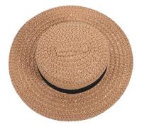 HANABASS Mini Straw Woven Doll Hat Miniature Round Top Small Doll Accessory for Crafting and Mini House Decor Khaki Color