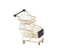 HANABASS Mini Two Tier Alloy Shopping Cart with Electroplating for Pretend Play Trolley Enhancing Imagination and Color Recognition Safe and Easy to Move Role Play