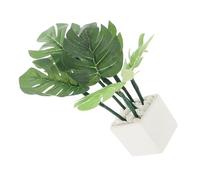 HANABASS Miniature Dollhouse Plants Artificial Palm Monstera Leaves for Dollhouse Decor Nordic Design Faux Greenery for Tight Spaces Decorative Potted Flowers for Miniature