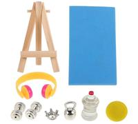 HANABASS Miniature Gym Props Dollhouse Accessories Set with Alloy Dumbbells and Kettlebell, Realistic Mini Sports Dumbbell Statues for Doll House Fitness Scene Decoration