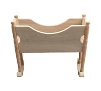 HANABASS Miniature Wooden Cradle Dollhouse Decor for Children, Small Blank Doll Sleeping Crib Ornament, Mini Furniture Accessory for Boys and Girls Room Layout