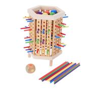 HANABASS Montessori Wooden Board Game with Bright Colored Sticks for Natural Wood Educational Stacking Enhancing Color Recognition Problem Solving and Family Interaction Early Learning Math