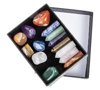 HANABASS Natural Amethyst Crystal Pillar Set 14 Pieces Hexagonal Single Point Stones for Meditation Chakra Portable Decorative Yoga Accessories Box