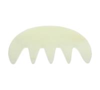 HANABASS Natural Jade Hair Massage Comb Large 5-Tooth Scalp Scrubber and Gua Sha Tool for Head Meridian Therapy and Scalp Stimulation