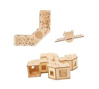 HANABASS Natural Wood Small Animal Tunnel for Hamsters and Mice with Seesaw and Hideout Pet Exercise and Agility Playhouse for Small Pets Safe and Enrichment Cage Accessory
